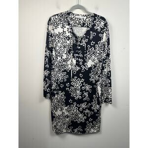 Diane Von Furstenberg Silk Cotton Sheath Dress Tie Front Size 10 EUC Pockets